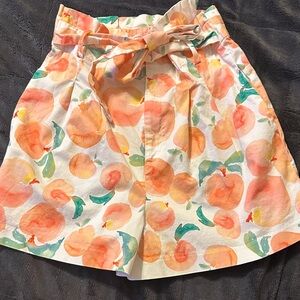 Hutch High Waist Peach Print Shorts - White/Peach/Green